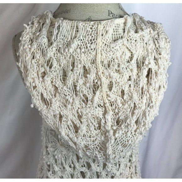 Free People Crochet Ivory Hoodie Sleeveless Boho - Picture 13 of 15